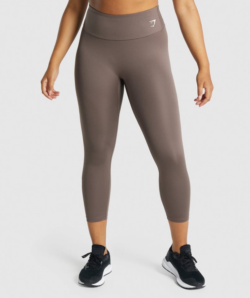 Legginsy Gymshark Treningowe 7/8 Damskie Brązowe | PL 067NWL